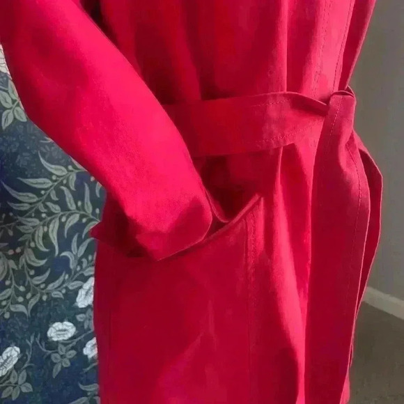 Talbots Red Water-Resistant Trenchcoat 12W - Picture 3 of 14